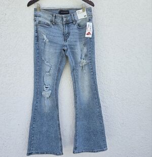 NWT Rewash Metasoft Super Low Rise Flare Jeans Y2K Distressed - Size [6R]